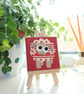 Sheep in a Christmas Jumper Original Mini Painting - cute red sheep art 