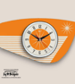 Mid Century Modern Royalexe Laminate Clock By Royale - Radio Grill in Orange