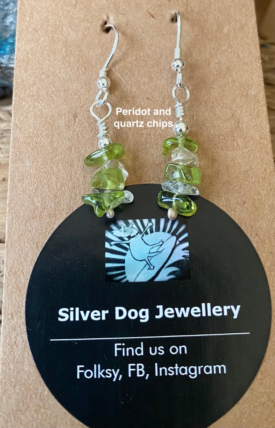 Sterling silver drop earrings with various natural gems