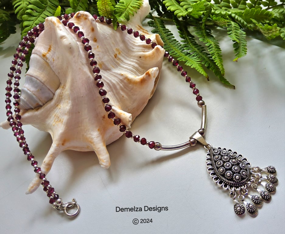 Rhodolite Garnet Sterling Silver Necklace