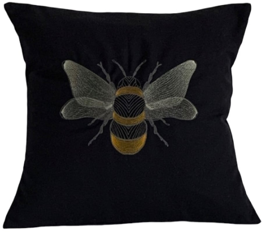 Metallic Bee Embroidered Cushion Cover Gift Idea 