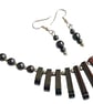 Hematite Necklace Earrings Jewellery Gift Set Tapered Shiny Black Gemstone - Image 3
