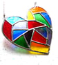 Fat Patchwork Heart Suncatcher Rainbow Stained Glass Handmade  - Image 2