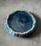 Resin Drusy Edge Tray – Blue and Silver Trinket Dish