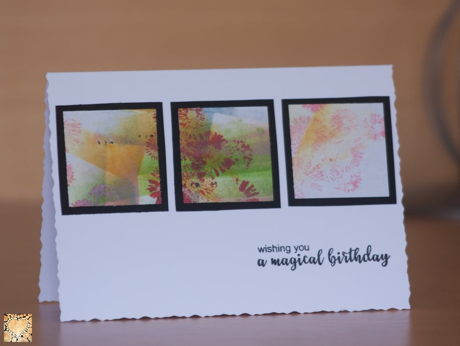 Abstract Art Card Floral Magical Birthday handmade card