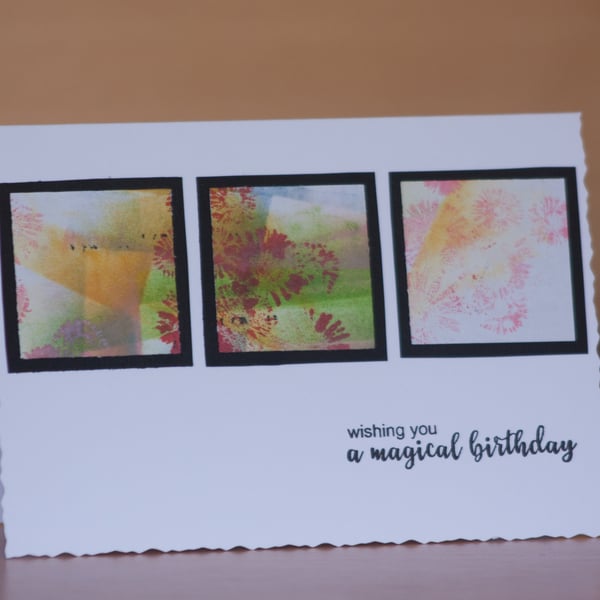 Abstract Art Card Floral Magical Birthday handmade card