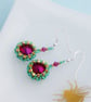 Tropical Fuchsia Crystal Earrings - Sterling Silver