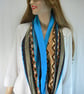 Infinity scarf (two tone, plain turquoise and  turquoise and gold Aztec print ) - Image 2