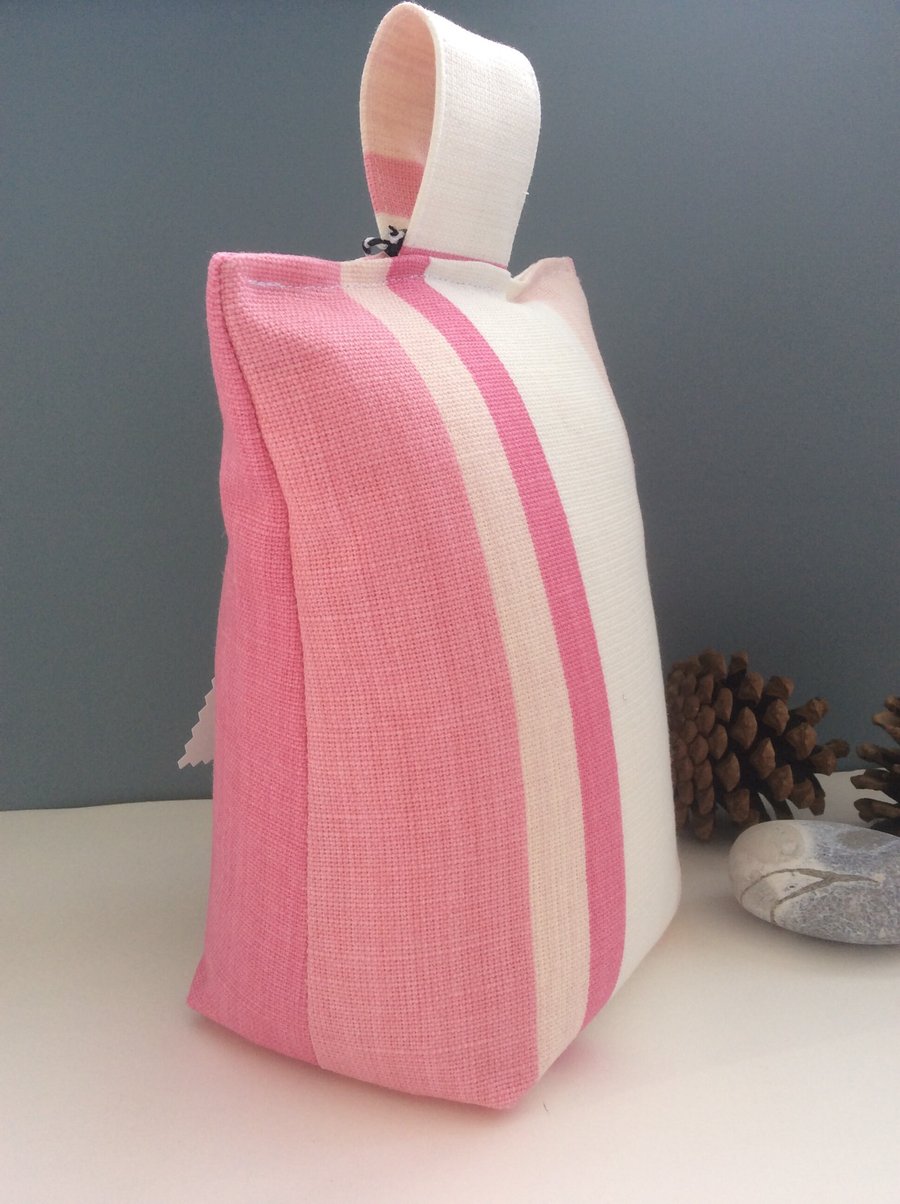 Laura Ashley awning stripe pink striped door stop, pink and white nautical strip