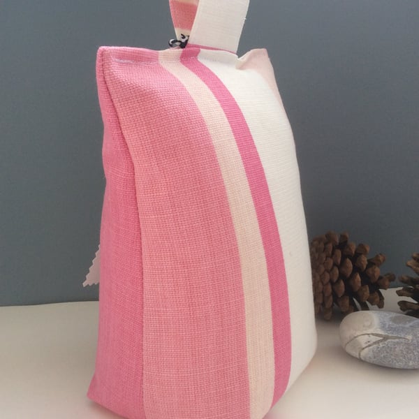 Laura Ashley awning stripe pink striped door stop, pink and white nautical strip