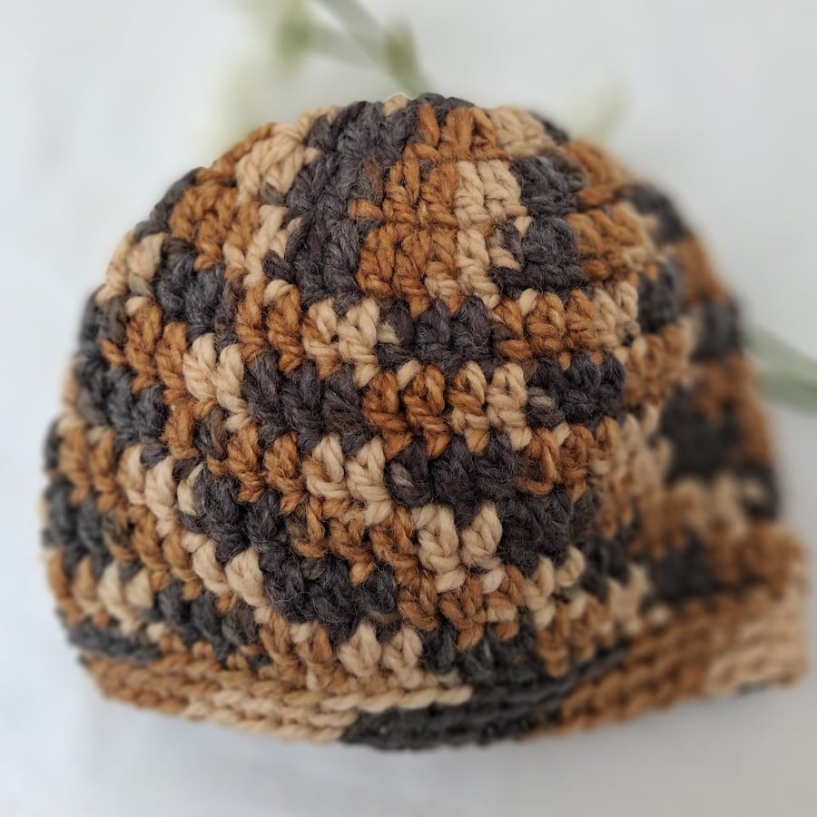 Image of Handmade crochet 0 to 3 mths baby beanie hat