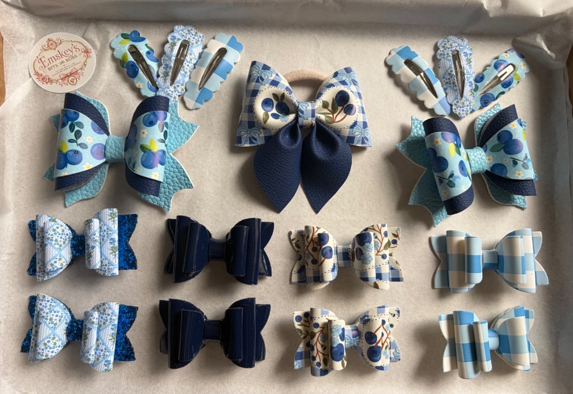 Blueberry Dreams Hair Bow Collection - 17 Piece