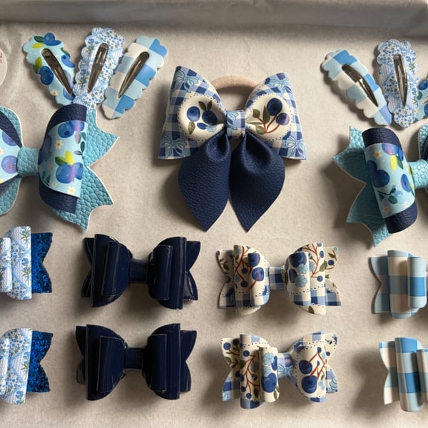 Blueberry Dreams Hair Bow Collection - 17 Piece