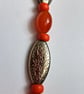 Orange And Gold Pendant Necklace And Matching Earrings - Image 5