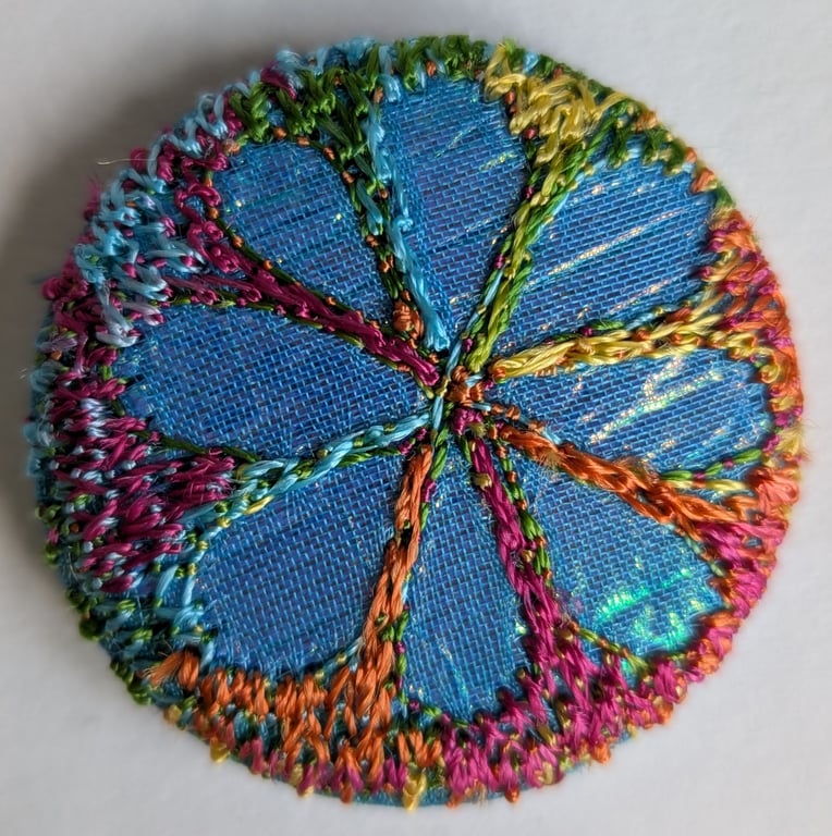Buttons 1 inch button Hand Dyed Silks and Cottons Free Machine Embroidery Button