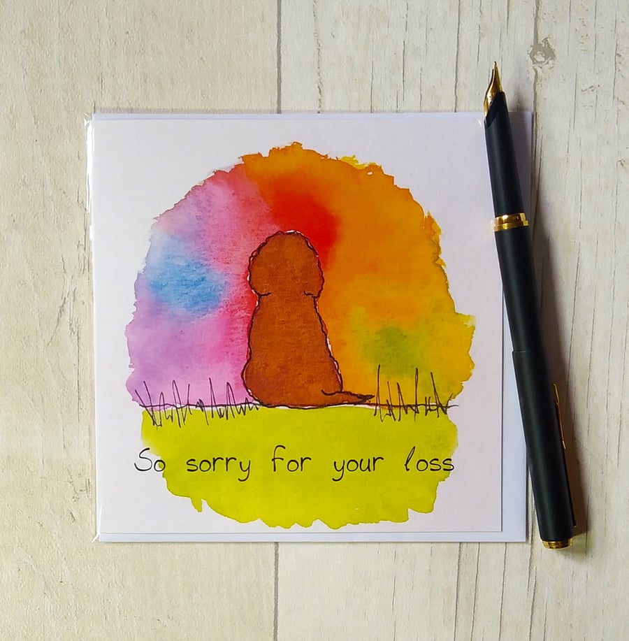 Cockapoo sympathy card. Cockapoo loss card, dog bereavement card.