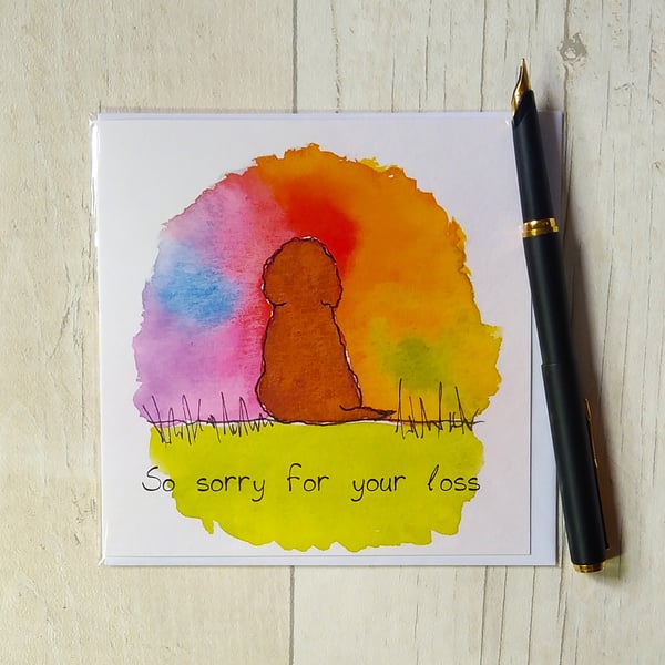 Cockapoo sympathy card. Cockapoo loss card, dog bereavement card.