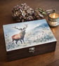 Wooden Keepsake Box Tea Chest Stag