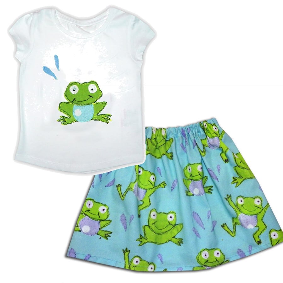 Girls Frog Skirt and T-Shirt, Girls Outfit, Girls Clothing