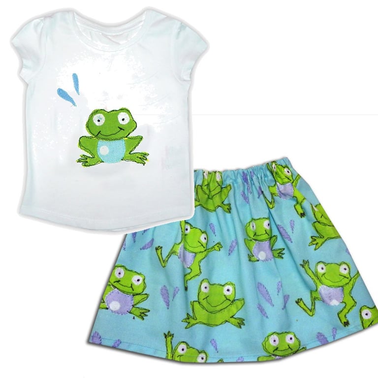 Girls Frog Skirt and T-Shirt, Girls Outfit, Girls Clothing