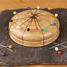 Hand crafted magnetic needle and pin keeper or minder, Oak & Walnut