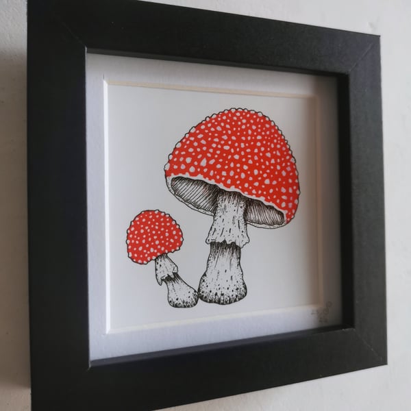 Red Fly Agaric Mushrooms - Limited Framed Print