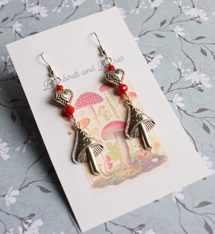 Toadstool Earrings, Nature Inspired Earrings for Lovers of Cottage Core Style