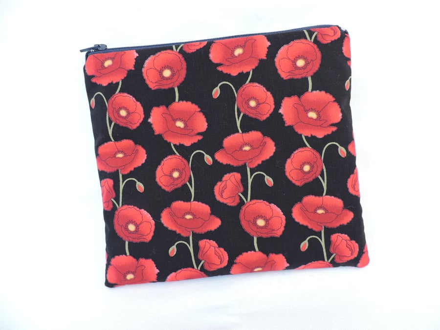 Sale now 5.00  Zipped Pouch  Poppies