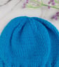Hand Knitted Baby Hat, Bright Blue Newborn Beanie, 0-3 Months - Image 3