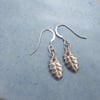 Recycled silver holly leaf drop earrings