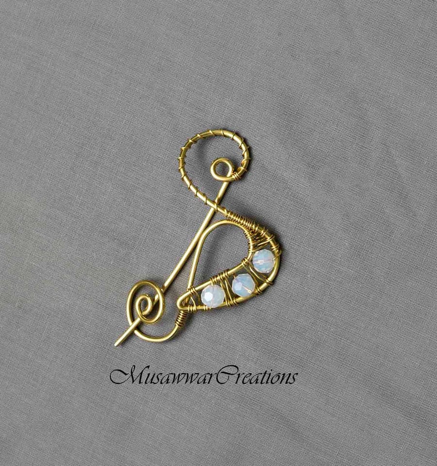 Leaf and swan design Shawl pin and Sweater pin,brass wire Shawl Pin,Shawl brooch