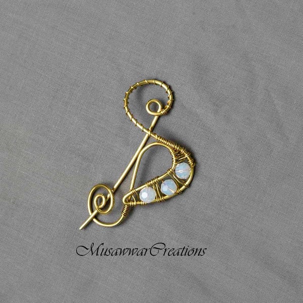 Leaf and swan design Shawl pin and Sweater pin,brass wire Shawl Pin,Shawl brooch