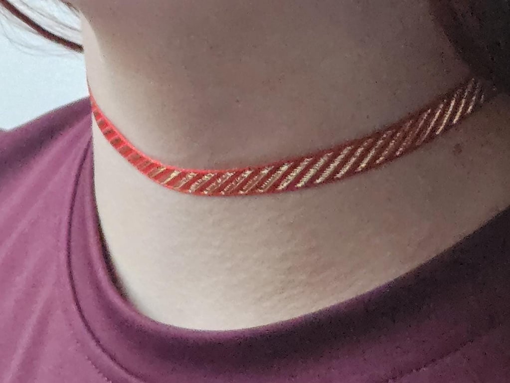 Christmas Ribbon Choker: Red and Gold Striped Necklace