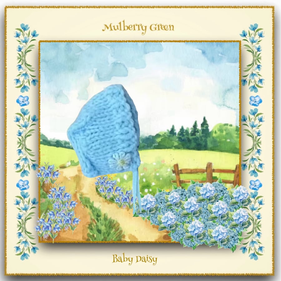 Pale Blue Daisy Bonnet to fit Baby Daisy 