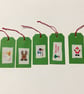 Five Large Handmade Cross-Stitch Christmas Gift Tags – Santa and Friends - Image 3