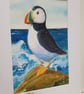 Puffin in Sea Spray Original Painting 