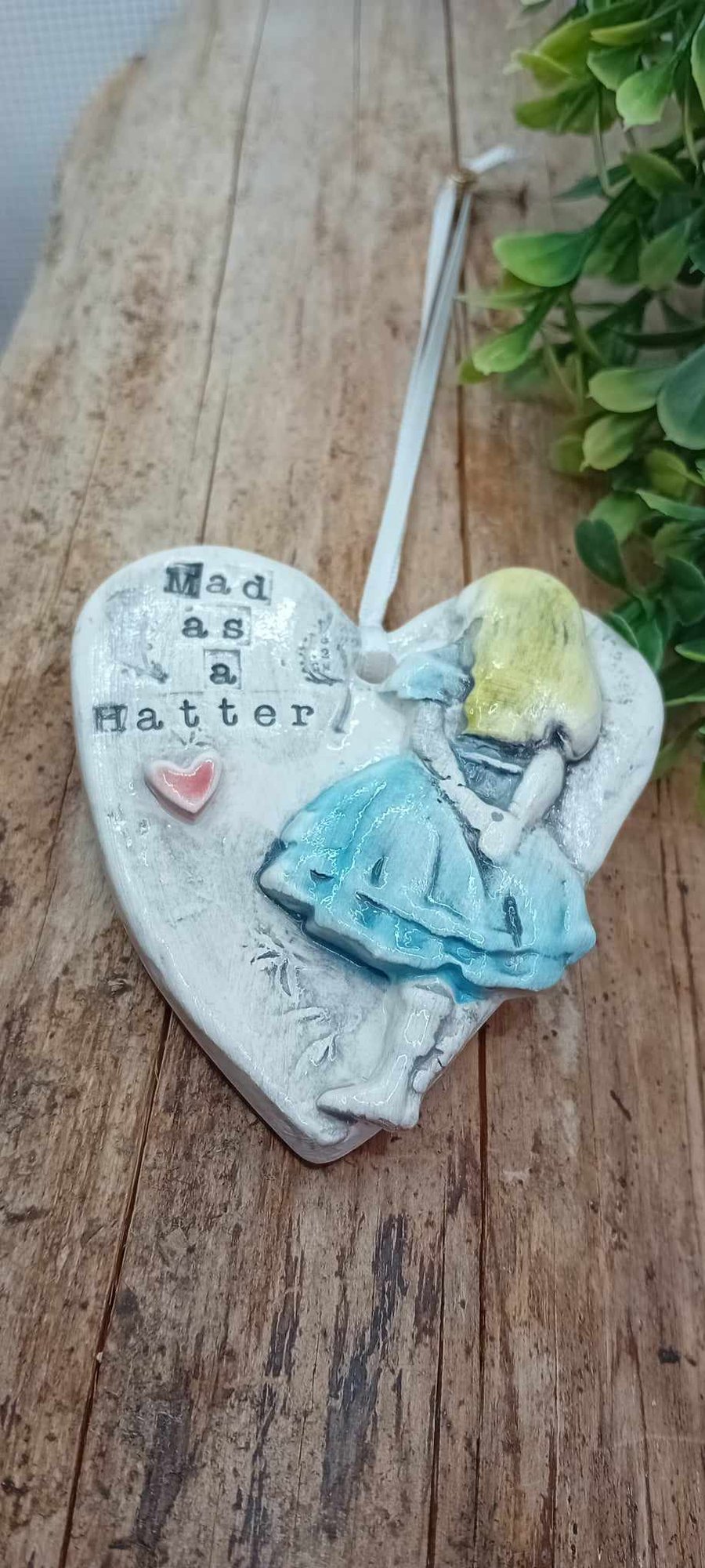 Alice in wonderland Ceramic hanging heart
