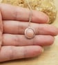 Minimalist pink Opal circle pendant. Sterling silver. October birthstone - Image 3