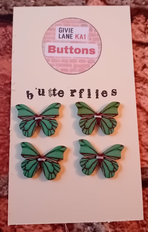 Four Teal Butterfly Buttons – Ready to Fly Into Your Crafts