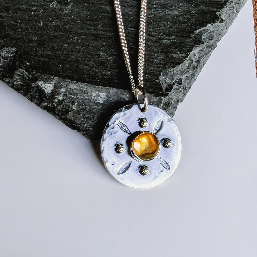 STERLING SILVER Citrine Pendant, Handmade Urban Design Jewellery