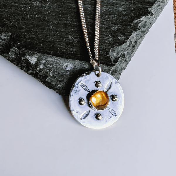STERLING SILVER Citrine Pendant, Handmade Urban Design Jewellery