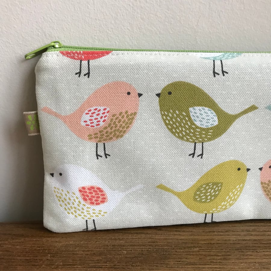Bird pencil case zip pouch
