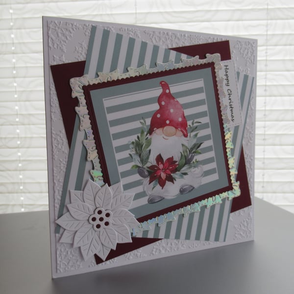 Christmas Gnome with Poinsettia