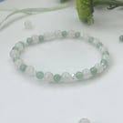 Angelic Rose Quartz and Green Aventurine beaded stretchy bracelet 