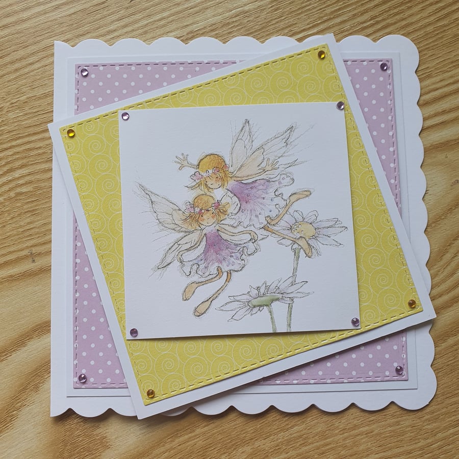 Childs fairy birthday card, handmade card