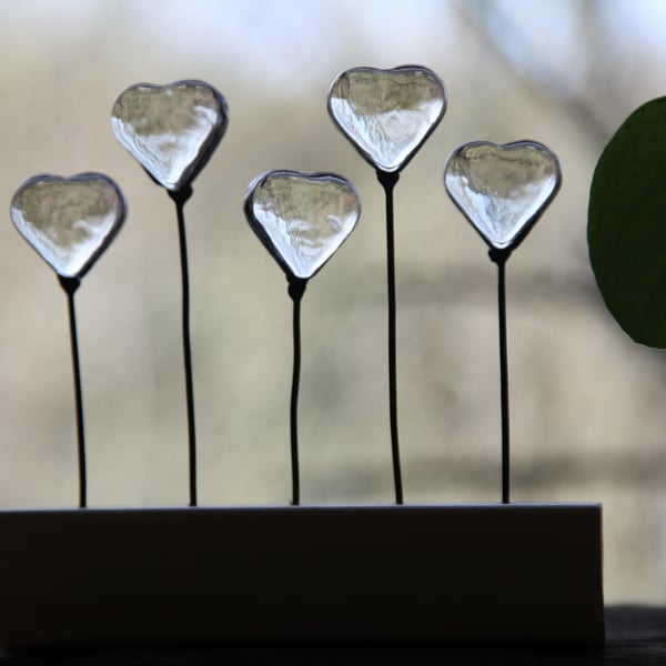 5 hearts stained glass suncatcher ornament