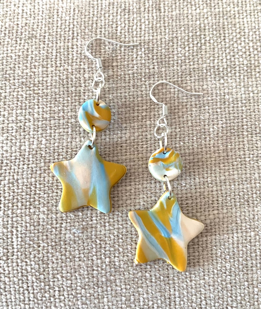Unique contemporary polymer clay lightweight dangle earrings
