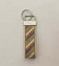 Cross Stitch Keyring: Lime, Orange, Purple Embroidered Linen Key Fob - Image 6