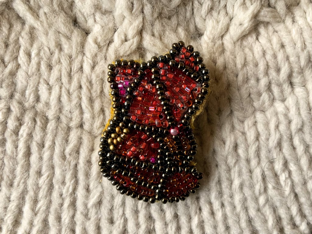Origami Beaded Fox Brooch