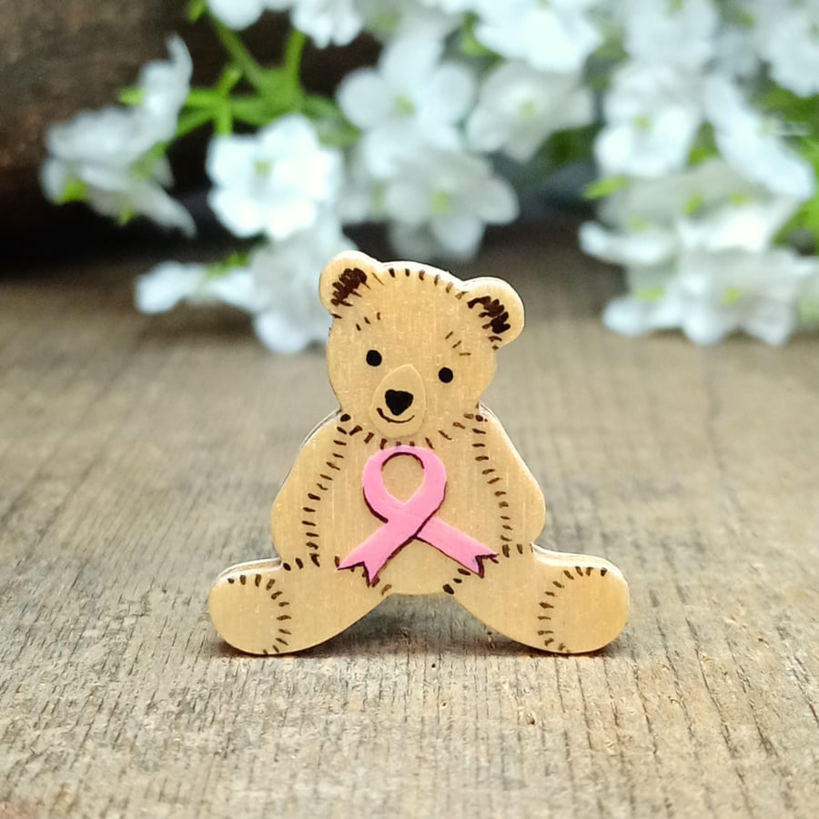 Breast Cancer Awareness Pin, Handmade Breast Cancer Support Lanyard Badge